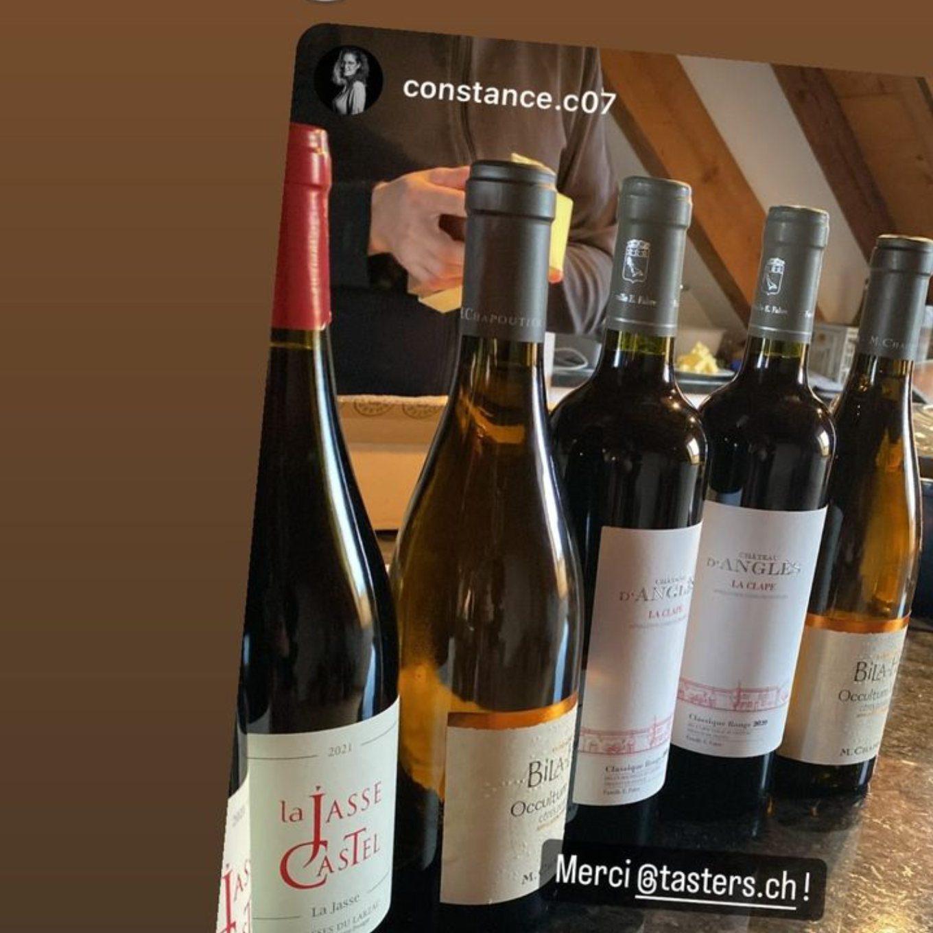 Constance partage la réception de son étape consacrée aux vins du Languedoc-Roussillon sur Instagram.